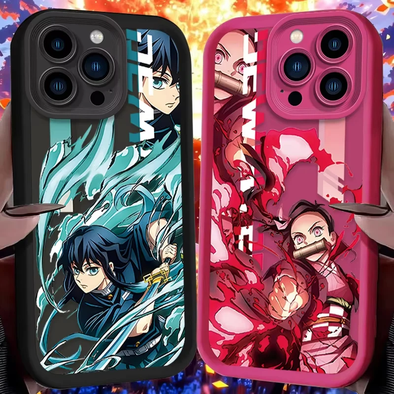 Funda de teléfono de Anime japonés d-demon s-slayer para iPhone 16 15 14 13 12 11 Pro Max 7 8 Plus XR XS Max, funda suave de silicona a prueba de golpes - imagen 2