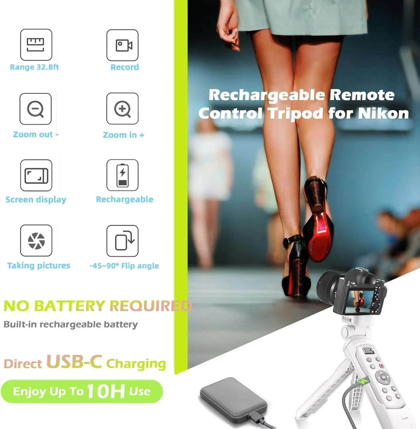 Blanco para Nikon inalámbrico recargable tiro agarre trípode obturador liberación Zoom y Control de enfoque para Z5II Z6III Z30 Z50 Z50II Zf - imagen 3