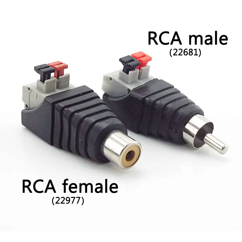Adaptador de Cable macho y hembra DC/RCA para altavoces, Conector de crimpado sin soldadura, luces LED de Audio CCTV, 2 piezas - imagen 4