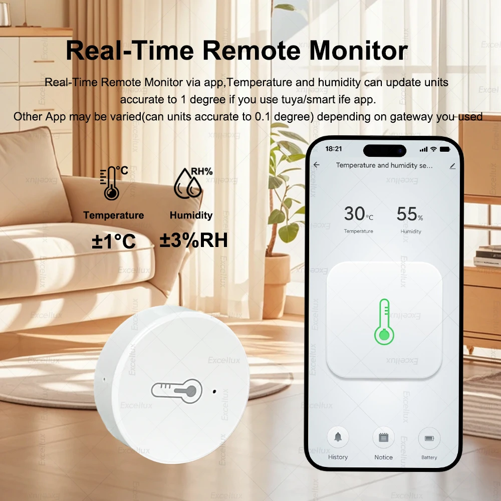 Tuya Smart Zigbee Sensor de temperatura y humedad higrómetro interior termómetro aplicación remota Monitor automatización de electrodomésticos, para Z2M - imagen 3