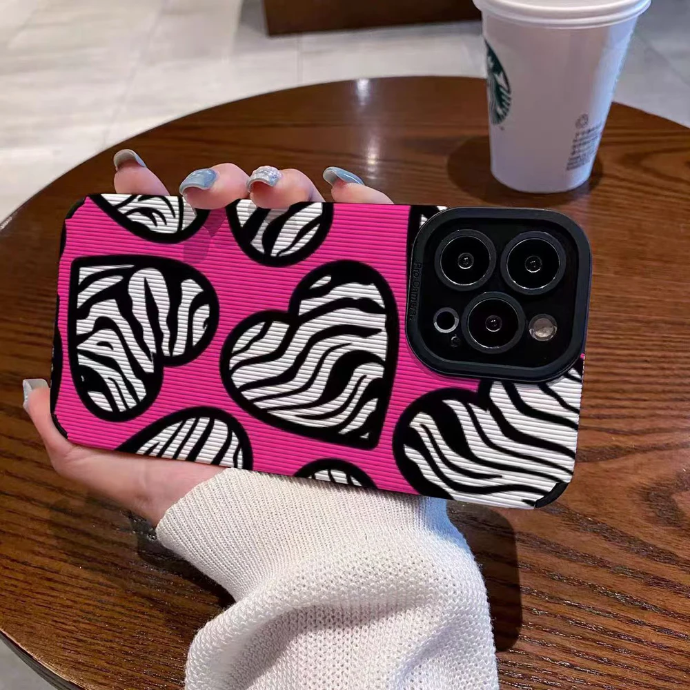 Funda de cuero de silicona con corazón de amor y cebra para Samsung Galaxy, A52, A54, A53, A34, A51, A23, A32, A31, A71, A72, A73, A14, A13, A12, S21, S22 Plus - imagen 4