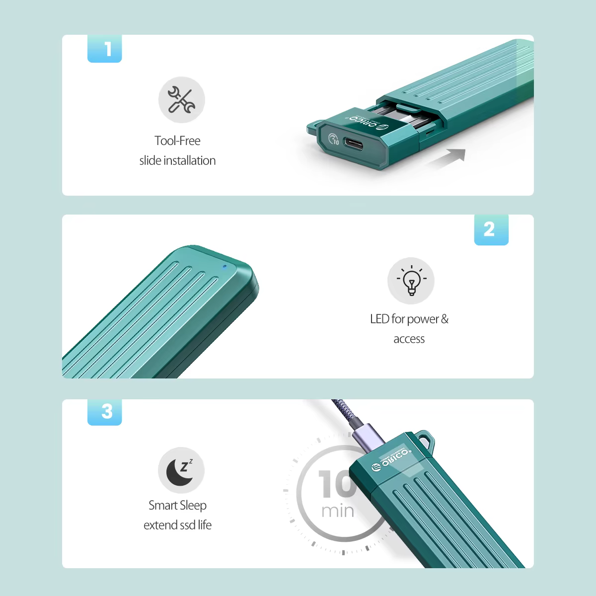 ORICO Carcasa SSD M.2 NVMe USB‑C – Alta Velocidad y Compatibilidad - imagen 2