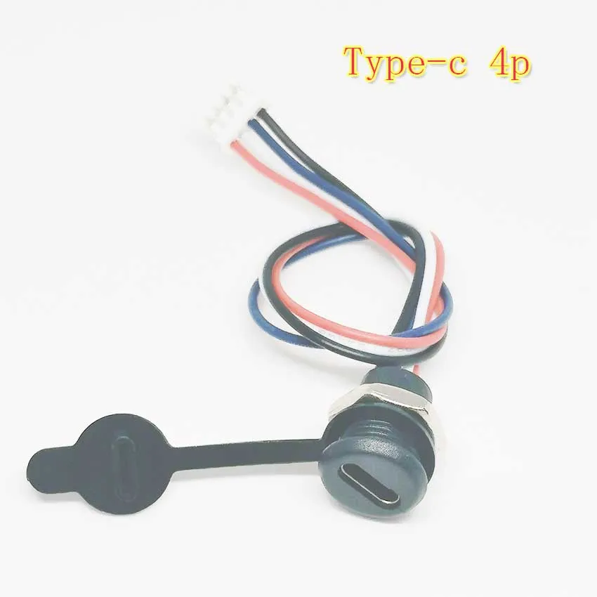 1 Uds conector USB tipo C resistente al agua con placa de bloqueo de tuerca PH 2,0 hembra TPC impermeable puerto de conector de carga rápida de alta corriente