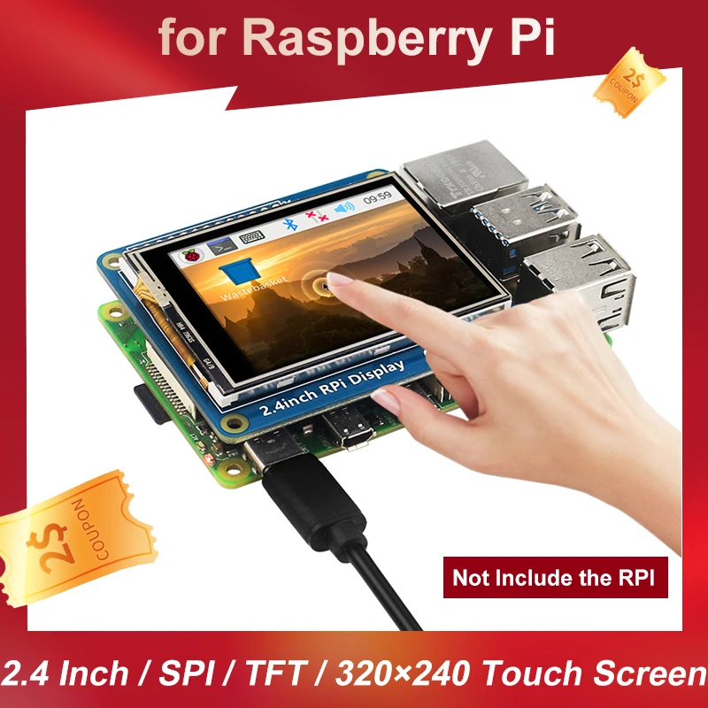 Pantalla táctil Raspberry Pi de 2,4 pulgadas interfaz SPI TFT LCD pantalla de 320 × 240 píxeles retroiluminación LED para Raspberry Pi 4B 3B + Zero 2 W