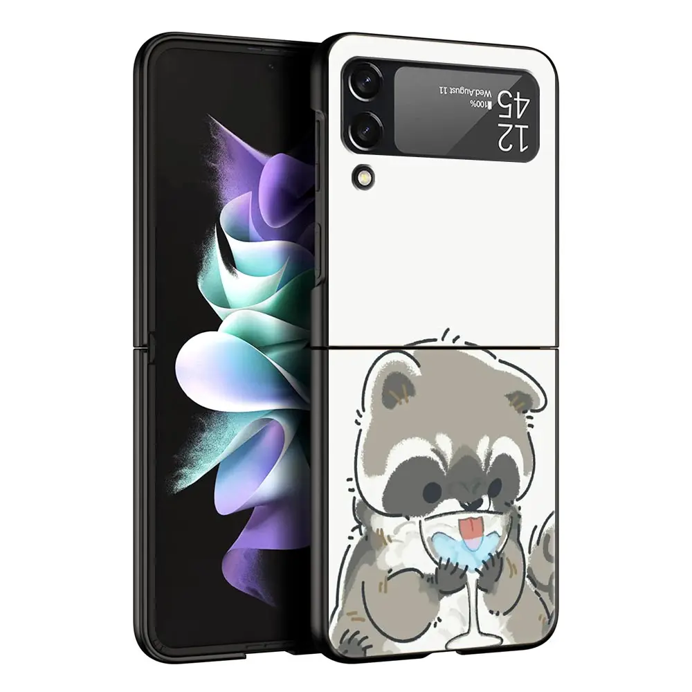 Funda de teléfono Raccoon para Samsung Galaxy Z Flip3 Flip4 Flip5, carcasa para Z Flip 3 4 5 6 7, funda trasera plegable dura - imagen 5