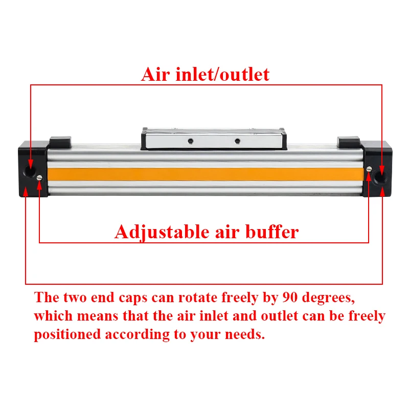 OSP-P16 P25 P32 P40 P50 P63 Cilindro de pistón de aire de carrera de 100 ~ 900 mm de alta velocidad Cilindro sin vástago de doble efecto articulado mecanicamente - imagen 4