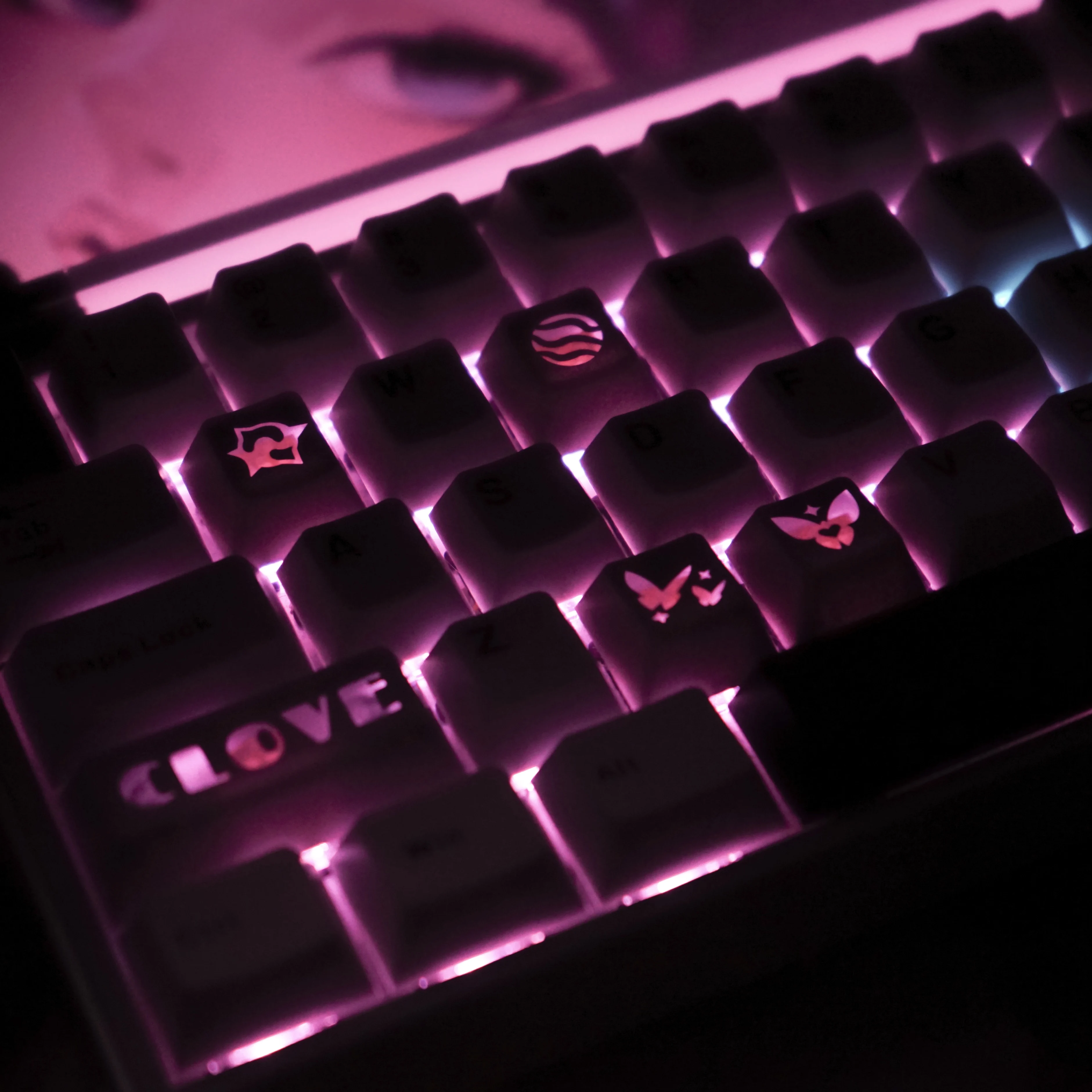 Teclas de PC VALORANT CloveClearlove, juego de teclas temáticas personalizadas, 5 unidades, perfil de cereza, teclas de teclado mecánico transparentes - imagen 4