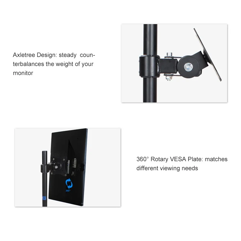 HILLPORT-soporte de escritorio para Monitor, Base de Metal ajustable de altura de 14-27 pulgadas, montaje de pantalla única, brazo de PC para ordenador, Vesa XDZ25 - imagen 4