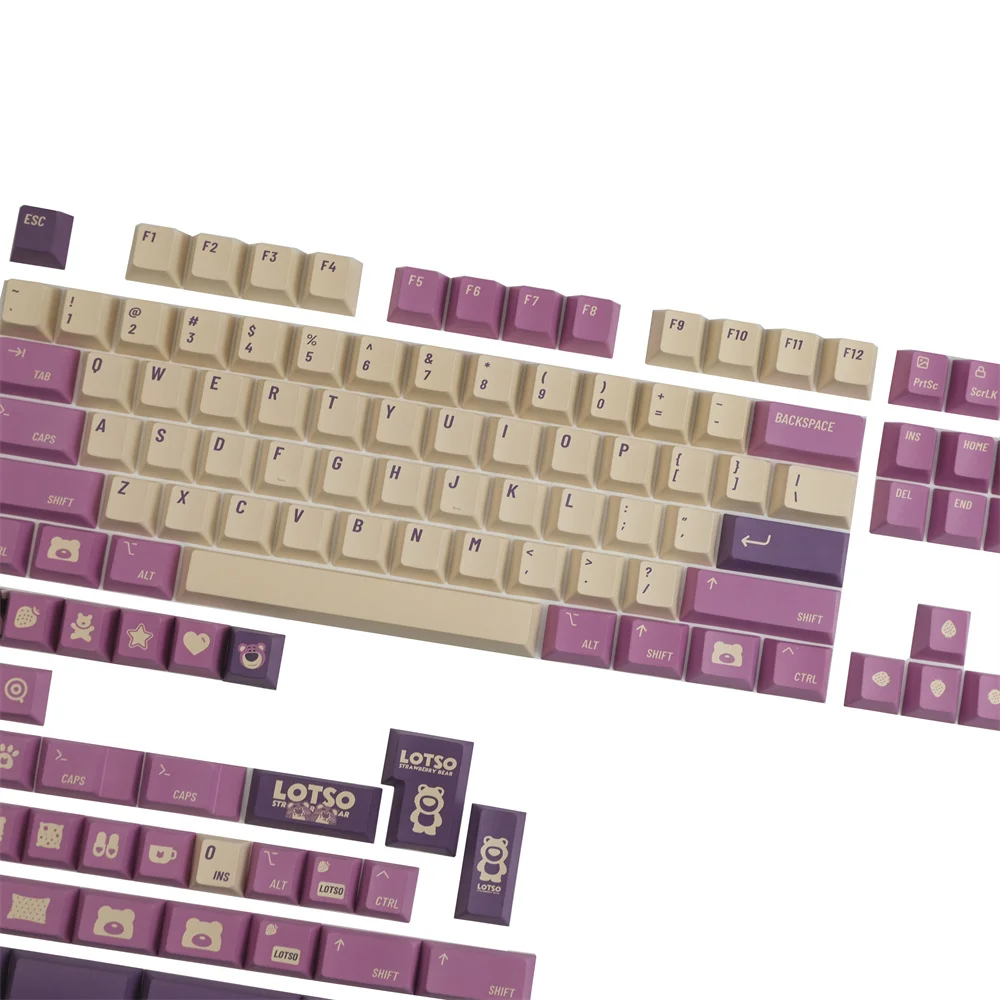 Strawberry Bear Keycap Original Cherry Profile PBT 141 teclas ISO Enter LOSTSO Bear teclado Keycap para Ke mecánico estándar 99 % - imagen 3