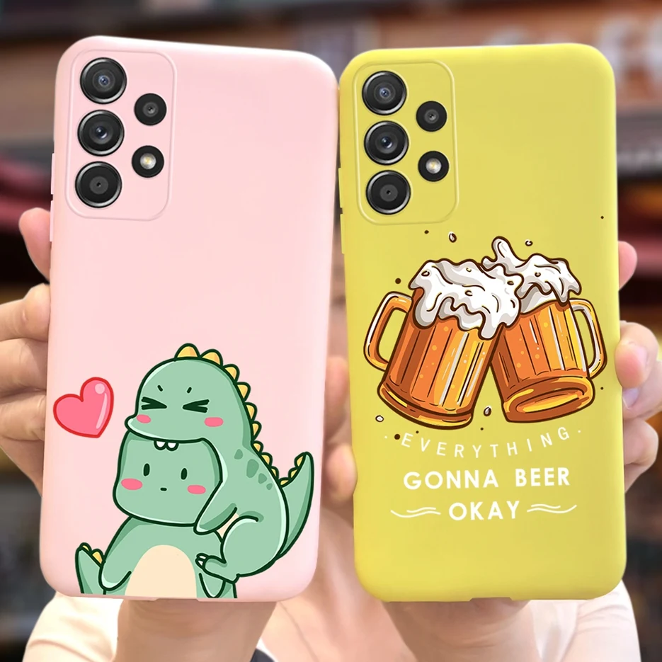 Para Samsung Galaxy A53 5G funda bonita de dibujos animados de dinosaurio funda de teléfono de silicona suave para Samsung A53 Galaxy A23 A33 A73 5G parachoques - imagen 5