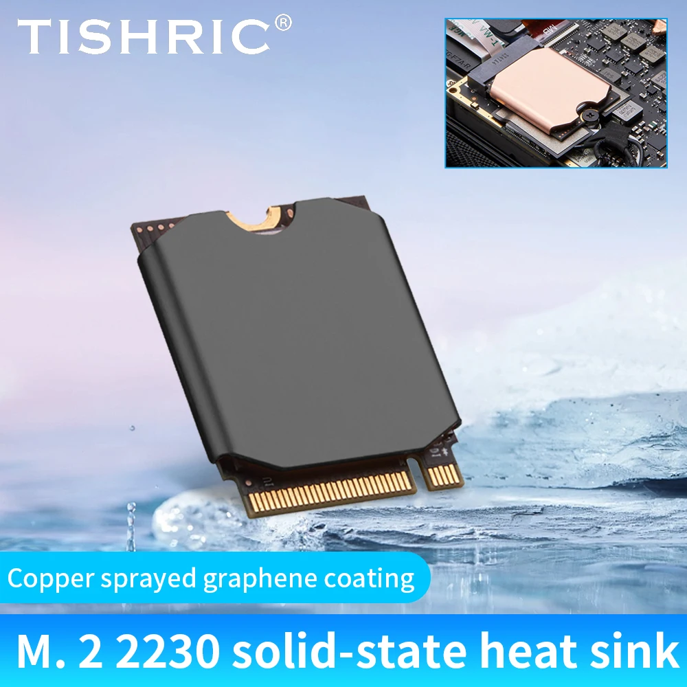 Disipador de calor TISHRIC M.2 SSD M2 2230 NVME NGFF disco de estado sólido disipador de calor de cobre puro/grafeno radiador de refrigeración delgado para escritorio