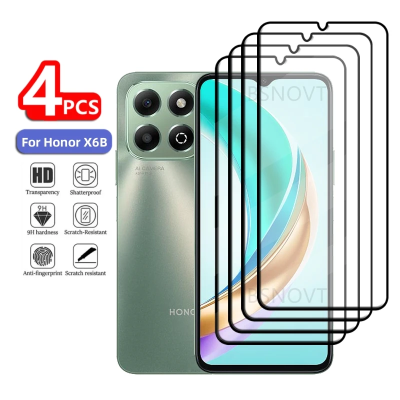 1/2/3/4 Uds para Honor X6B vidrio Huawei Honor X6B vidrio templado Protector de teléfono cubierta completa pegamento 9H HD Protector de pantalla Honor X6B - imagen 2