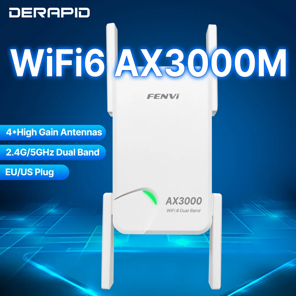 Repetidor AX3000 WiFi 6 Roteador Wi-Fi 6 amplificador de señal 5G 2,4G 802.11ac Gigabit amplificador extensor WiFi de largo alcance WPS fácil de configurar