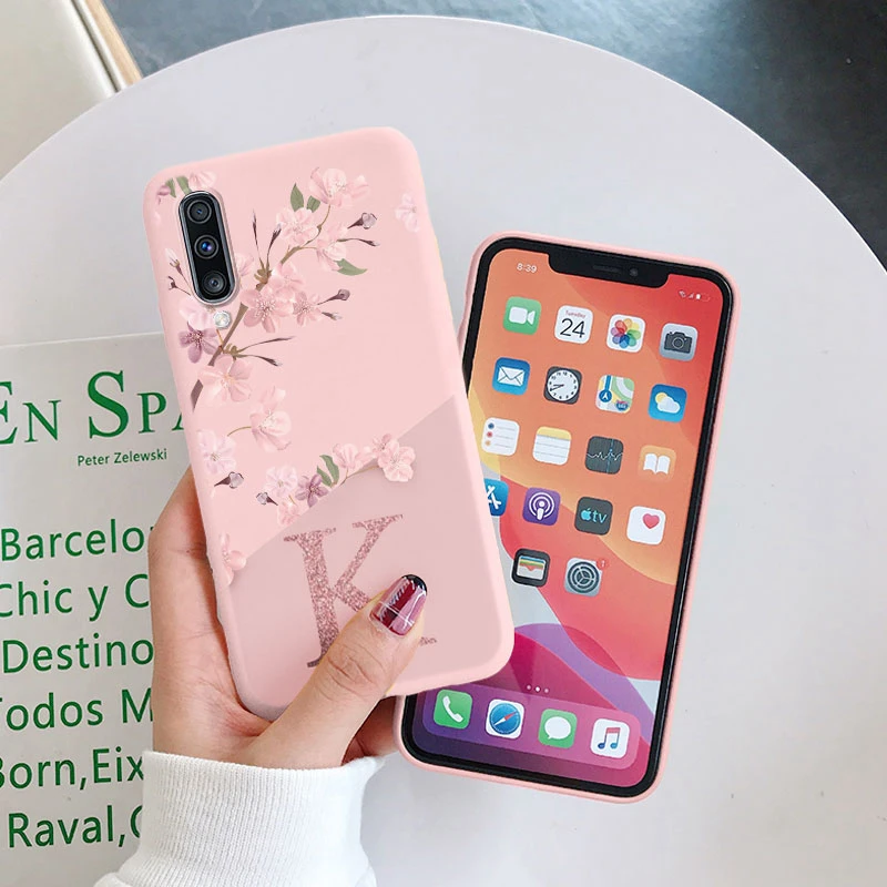 Funda de teléfono con letras y flores para Samsung Galaxy A50, A50S, A30S, A70, a prueba de golpes, TPU, funda de silicona suave para Samsung A 70 - imagen 3
