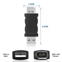 Adaptador FireWire IEEE 1394 de 9 a 6 Pines USB 2.0