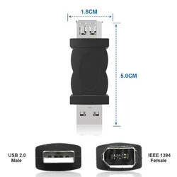 1 Uds Firewire IEEE 1394 6 pines hembra 9 pines a 6 pines USB 2,0 adaptador macho cámara teléfonos móviles reproductor MP3 adaptador convertidor de escáner