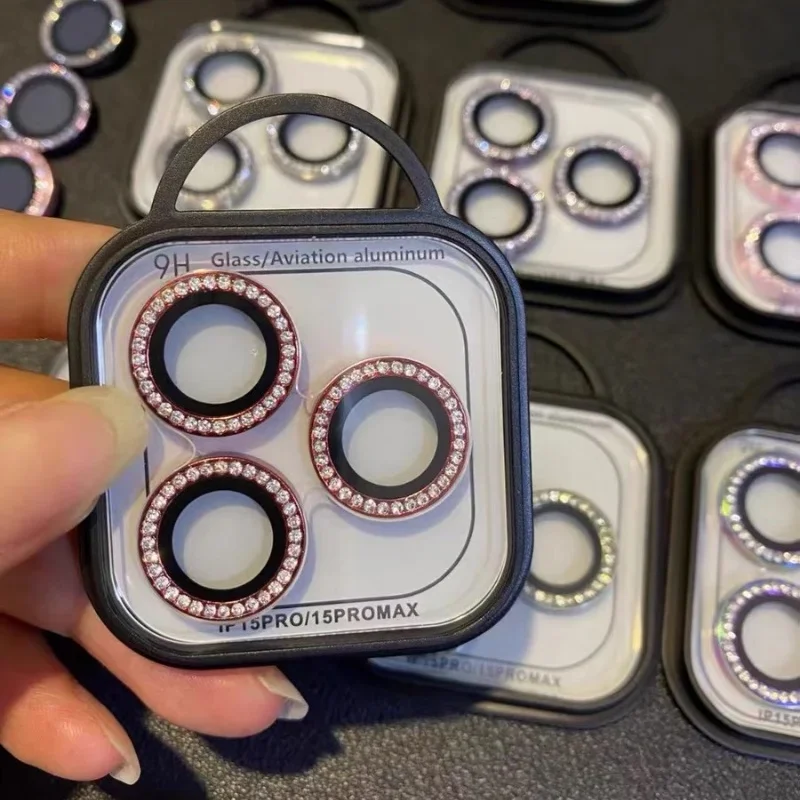 Protector de cámara de diamante de lujo para IPhone 16, 15, 14, 13, 12 Pro Max Plus, anillo brillante, tapa de lente trasera de cristal, cubierta brillante - imagen 2
