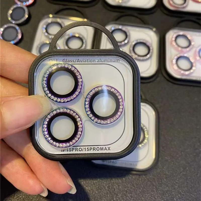 Protector de lente de cámara de diamante, 2-3 Uds., para IPhone 17 16 Pro Max 12 13 Mini 14 15 Plus 16 Pro Max, cristal de cámara de Metal con brillo ostentoso - imagen 5