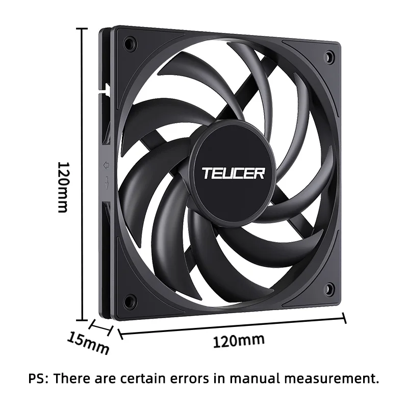 Teucer UT-12015 ventilador de chasis ultrafino de 15mm de espesor de 12cm 12V/4 pines PWM FBD rodamiento ventilador de refrigeración de caja de PC 1-10 Uds con buje - imagen 4