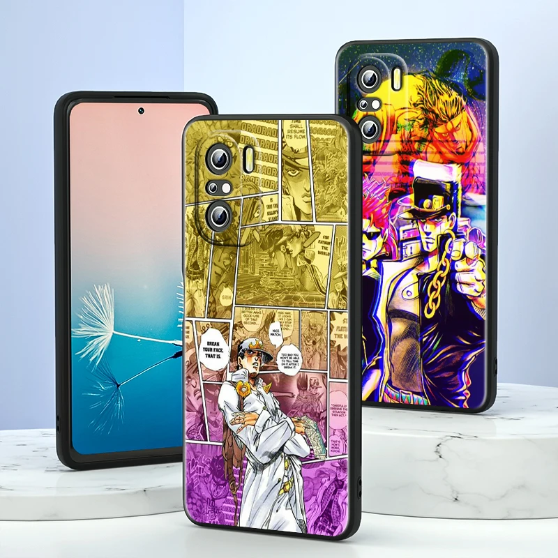 JoJo Jotaro Kujo Anime para Xiaomi Redmi Note 13 12 11E 11S 11 11T 10 10S 9 9S Pro Plus 4G 5G, funda negra para teléfono - imagen 3