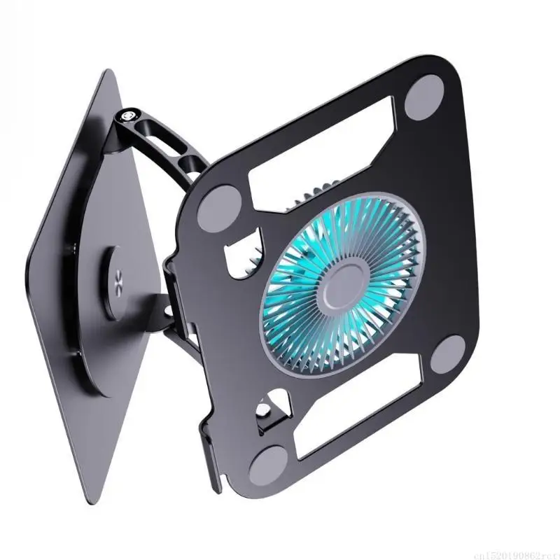 Soporte laptop D5BB con ventilador enfriamiento velocidades y luz azul para computadoras portátiles y tabletas