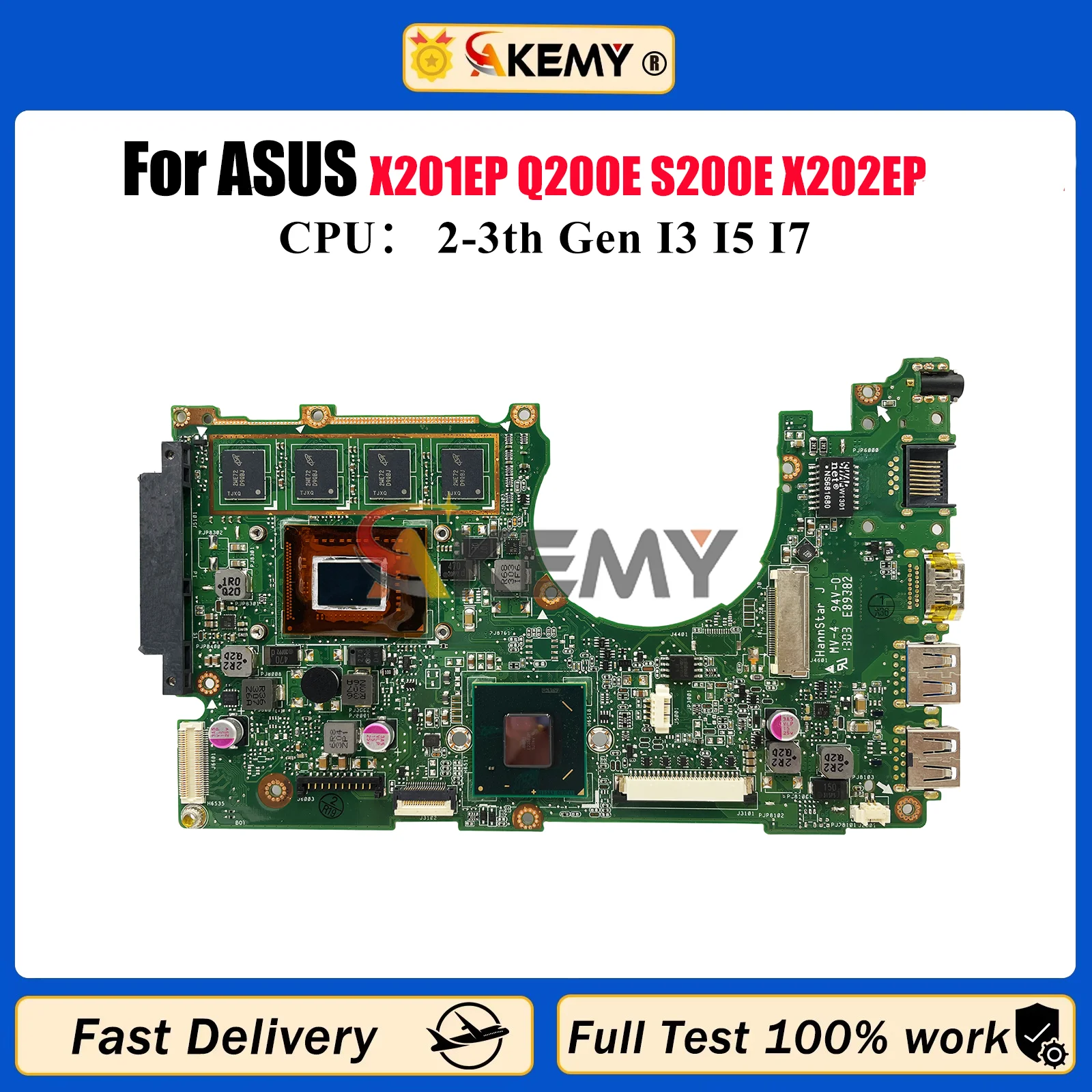 Placa base para ordenador portátil X202E para ASUS VivoBook X202E X201EP Q200E S200E X202EP X202EV con CPU I3 I5 I7 100% pruebas OK stk