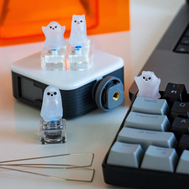 Keycap transparente de gato fantasma, tapa de tecla mecánica de juego creativo y bonito DIY, tapa de eje MX de cereza transparente personalizada