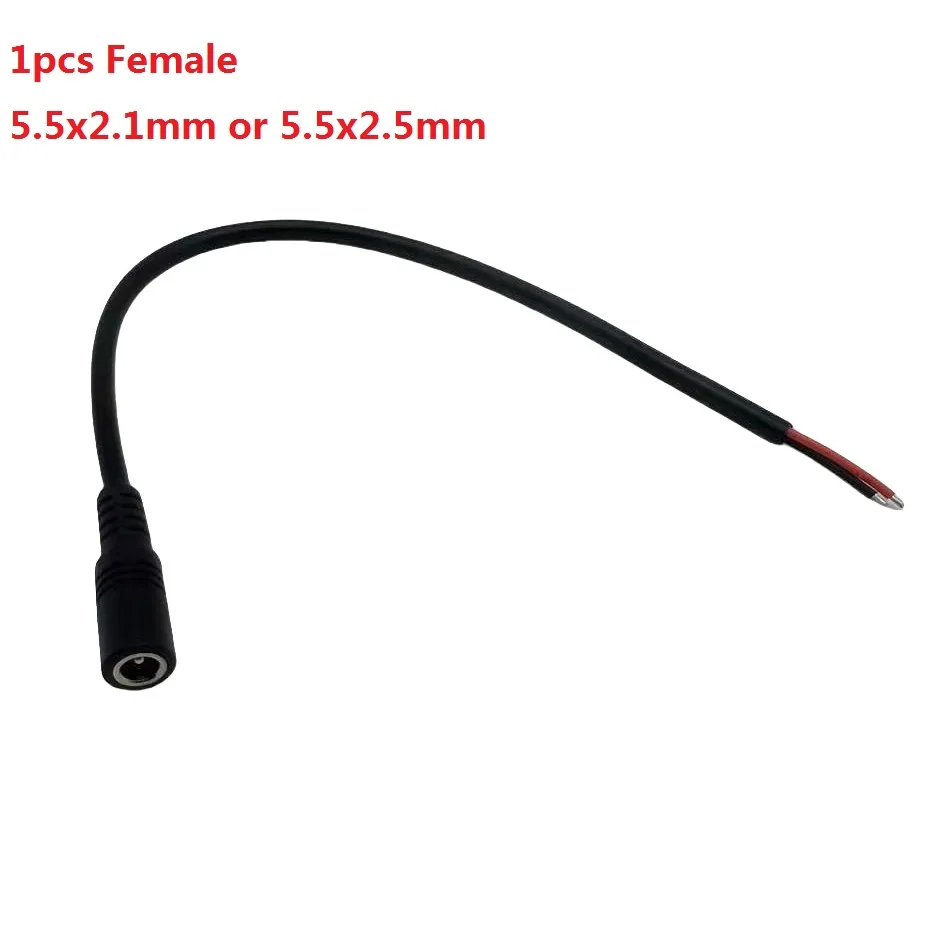 30cm 18AWG 5,5x2,1mm 5,5x2,5mmNegro 7A DC macho hembra Cable conector de fuente de alimentación cable de cobre para altavoz tira LED cámara CCTV - imagen 5