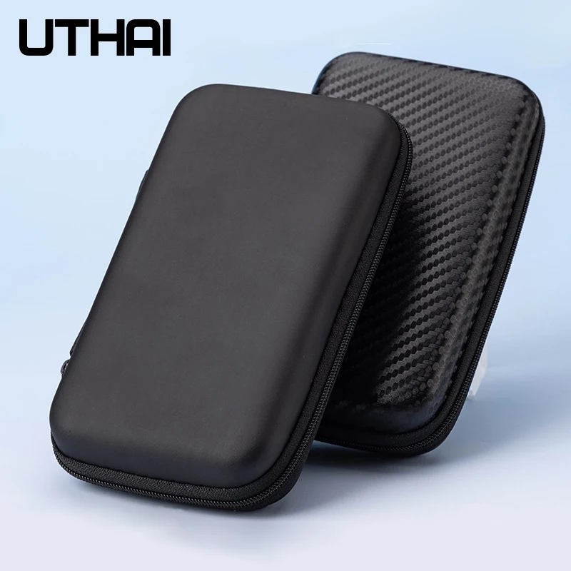 UTHAI Bolsa portátil para auriculares EVA, caja de almacenamiento para disco duro de 2,5 pulgadas, estuche de almacenamiento de viaje duradero para electrónica