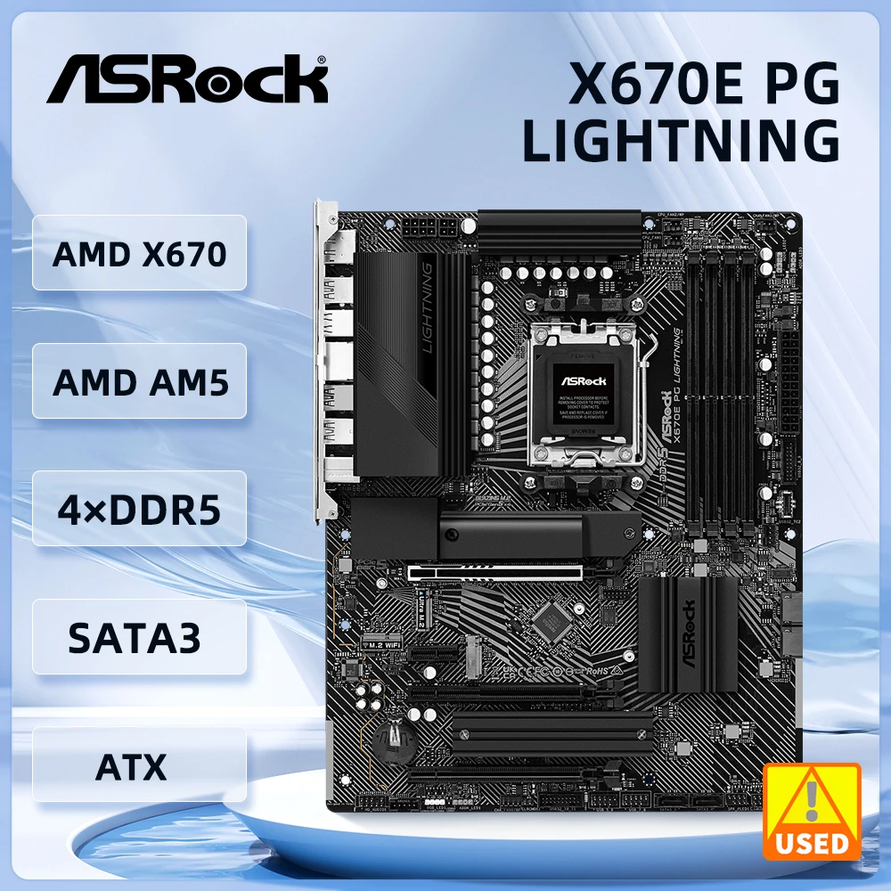    Placa base ASRock AMD X670 X670E PG LIGHTNING Sokcet AM5 DDR5 192GB compatible con 7900X 7600 8300GE 9950 8700F 7700 cpu NVMe SSD