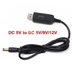 Cable Conversor USB 5V a DC 5V/9V/12V Jack 5.5x2.1mm