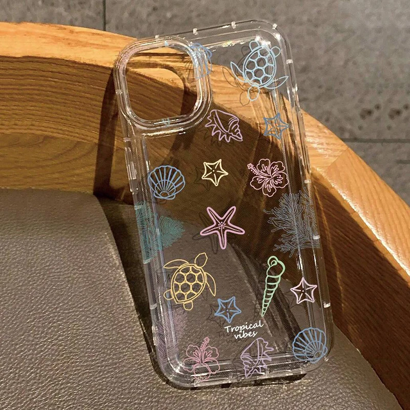 Funda de teléfono de silicona suave transparente con estampado de tortuga y concha de océano para Xiaomi 13 12 11 Lite 5G 14 13T 12T Pro Poco X6 F5 X3 Pro