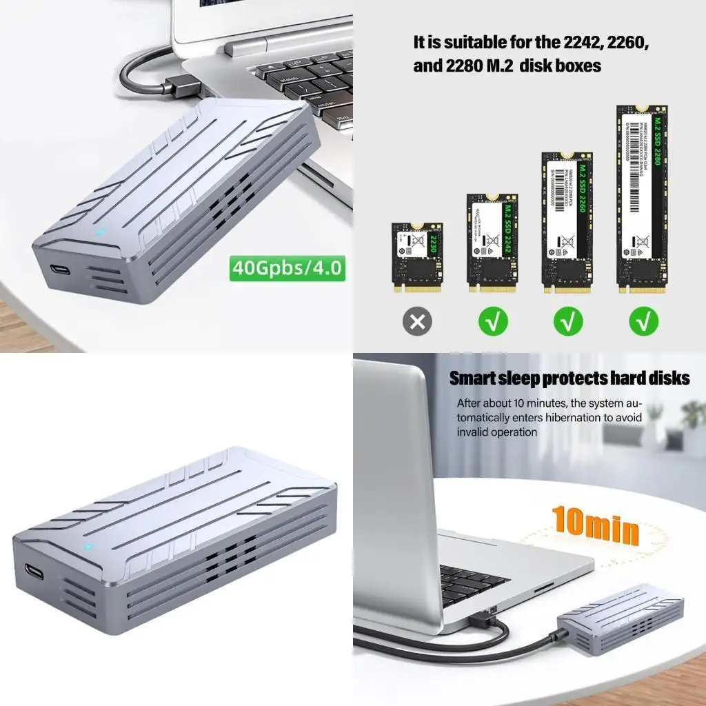 R53C NVME SSD Cubo USB4.0 40Gbps Caja disco sólido externo NVME a 4 Caja accionamiento Typec Aluminio