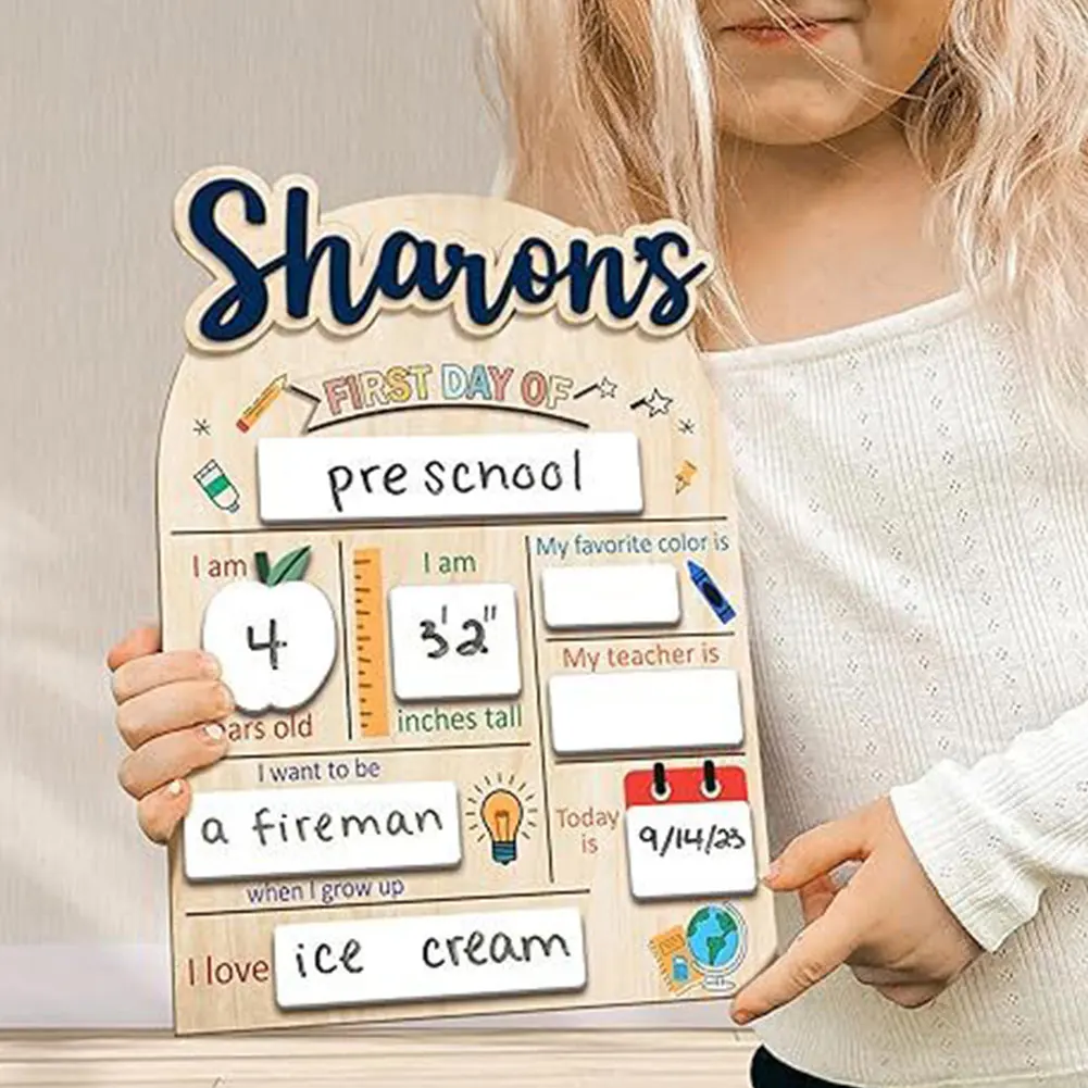Tablero para el primer y el último día de la escuela, tablero de mensajes de fotos reutilizable, tablero personalizado para el primer día de clases, pizarra para la escuela de niños - imagen 5