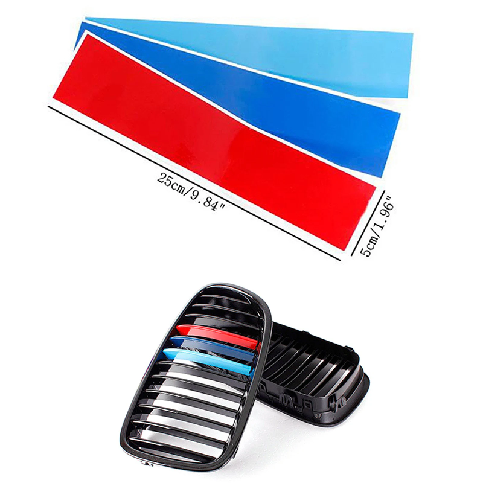 3 colores estilo de coche M raya Color parrilla pegatina para BMW 1 3 5 X1 X3 X5 decoración protectora de rejilla para BMW X1 accesorio para automóvil - imagen 5