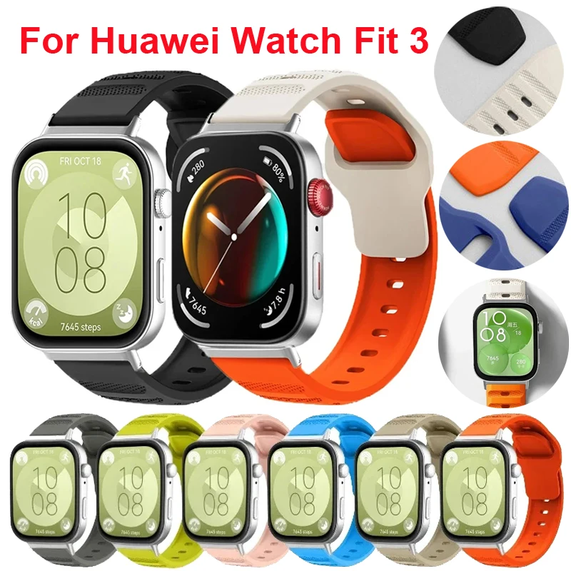 Correa de silicona para reloj inteligente, pulsera de repuesto para Huawei Watch Fit 3, accesorios deportivos