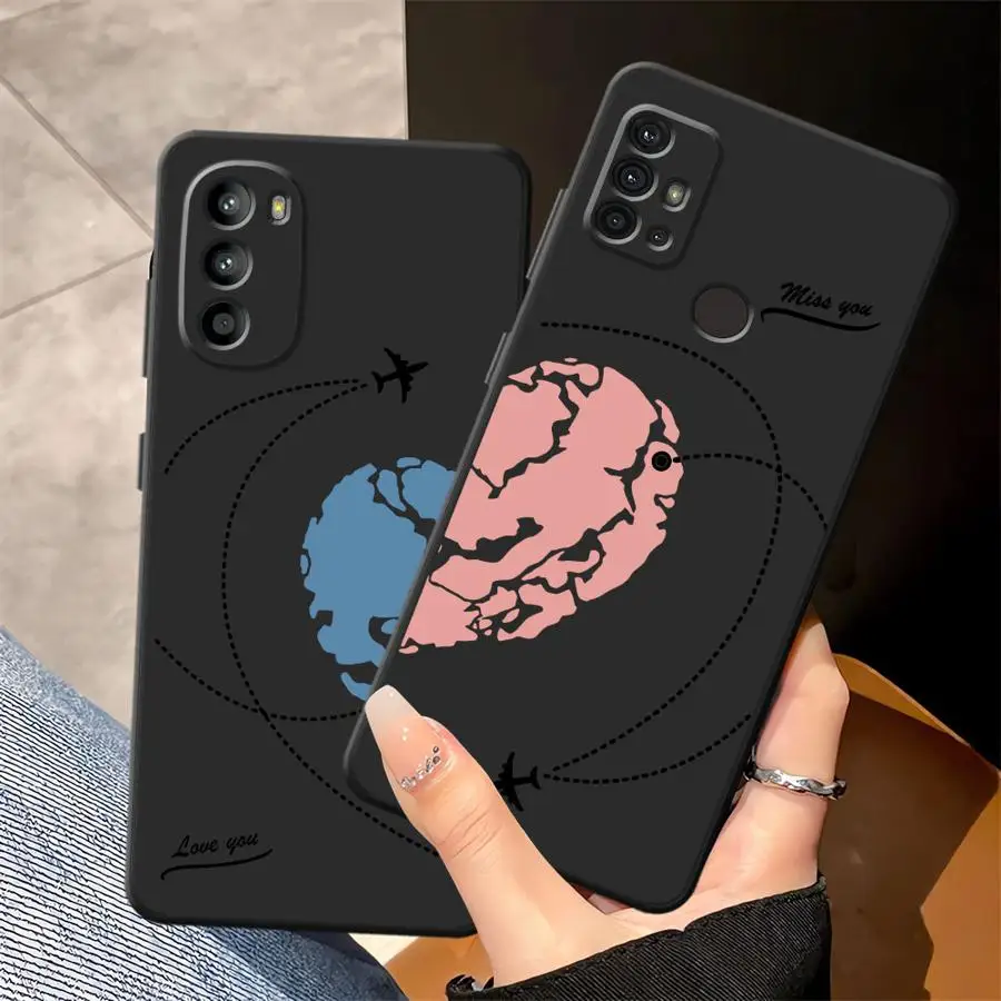 Funda de teléfono suave negra estilo pareja para Motorola Mot G53 G30 G71 G51 G73 G32 G22 Edge40 G50 G52 G60s G60 Edge 20 Pro