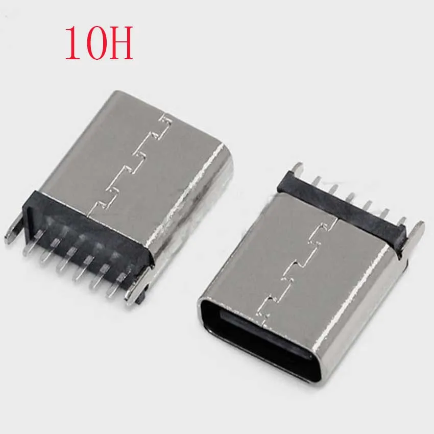 10 Uds TYPE-C 6P interfaz hembra enchufe vertical de 10,0 MM enchufe recto carga rápida conector USB hembra 3,1 - imagen 4