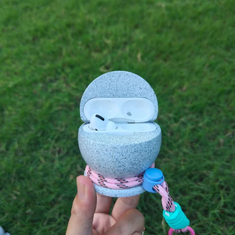 Funda para auriculares con diseño de muelle de piedra de mármol para Airpodspro1/2 generación, funda protectora divertida y creativa con textura de mármol con gancho - imagen 5