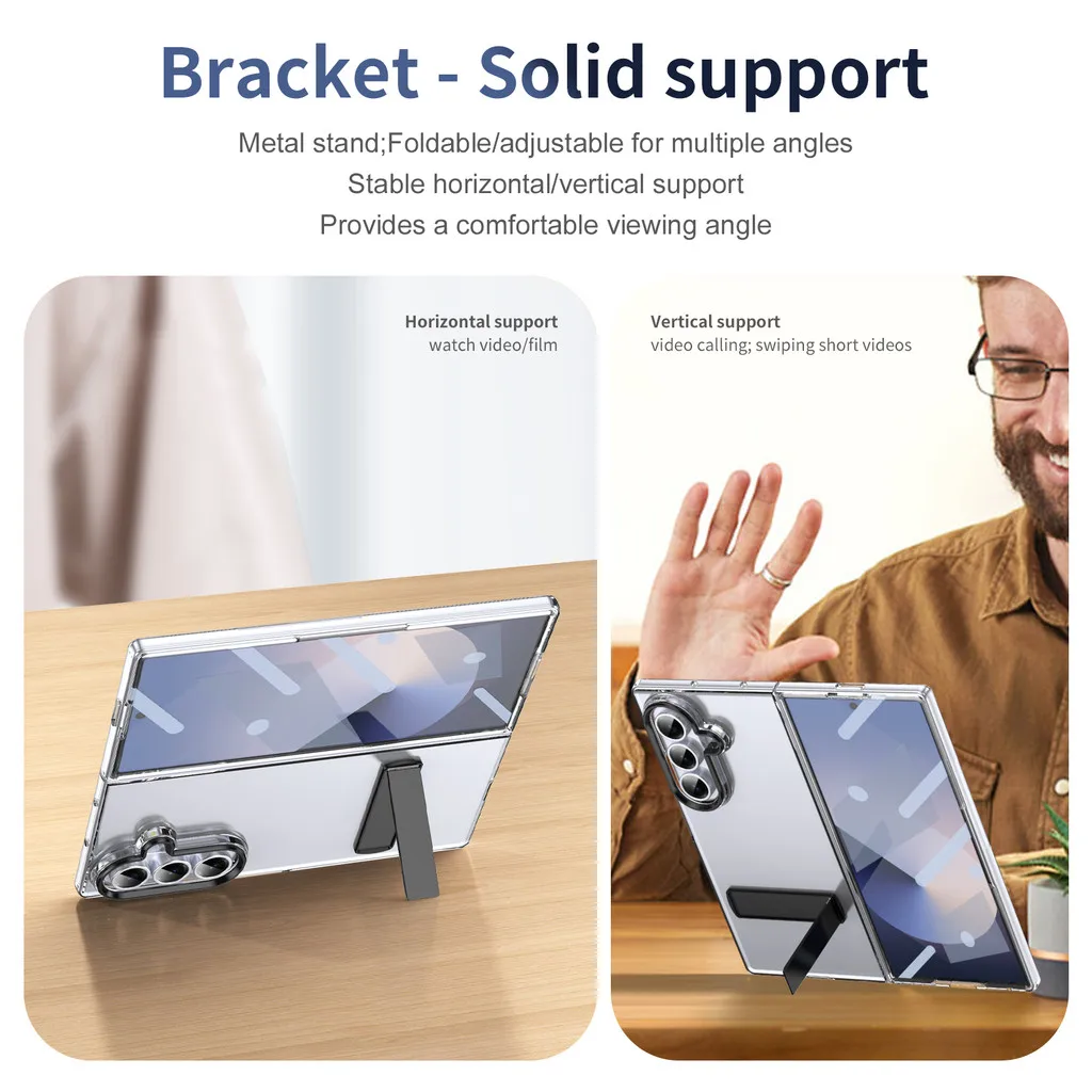 360 °   Funda rígida transparente para teléfono Samsung Galaxy Z Fold 7 Fold7 Fold 6 5 4 3 5G con soporte de detección de hielo - imagen 5