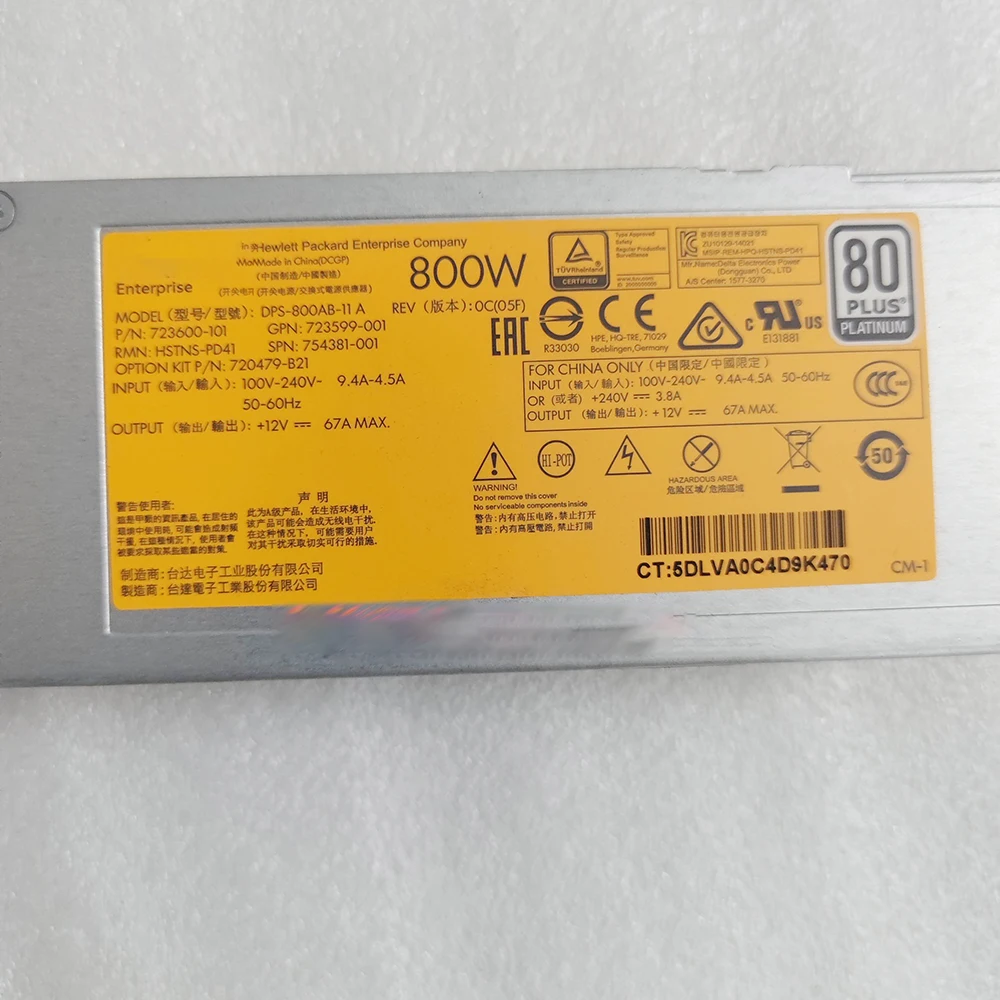 DPS-800AB-11 A para fuente de alimentación del servidor HP Gen9 723600 -101 720479 -B21 800W