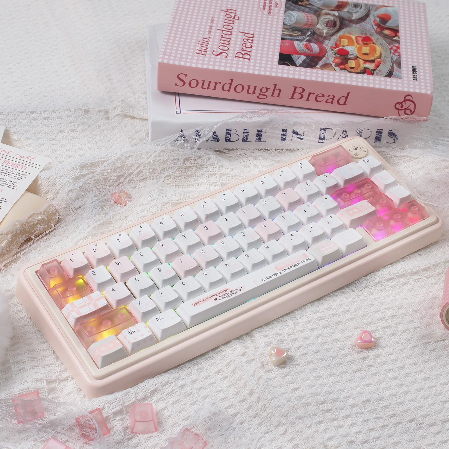 26 Uds. Teclas de PC transparentes antiniebla novedades en blanco perfil de cereza RGB suplemento mate tapas de teclas para teclado mecánico MX - imagen 4