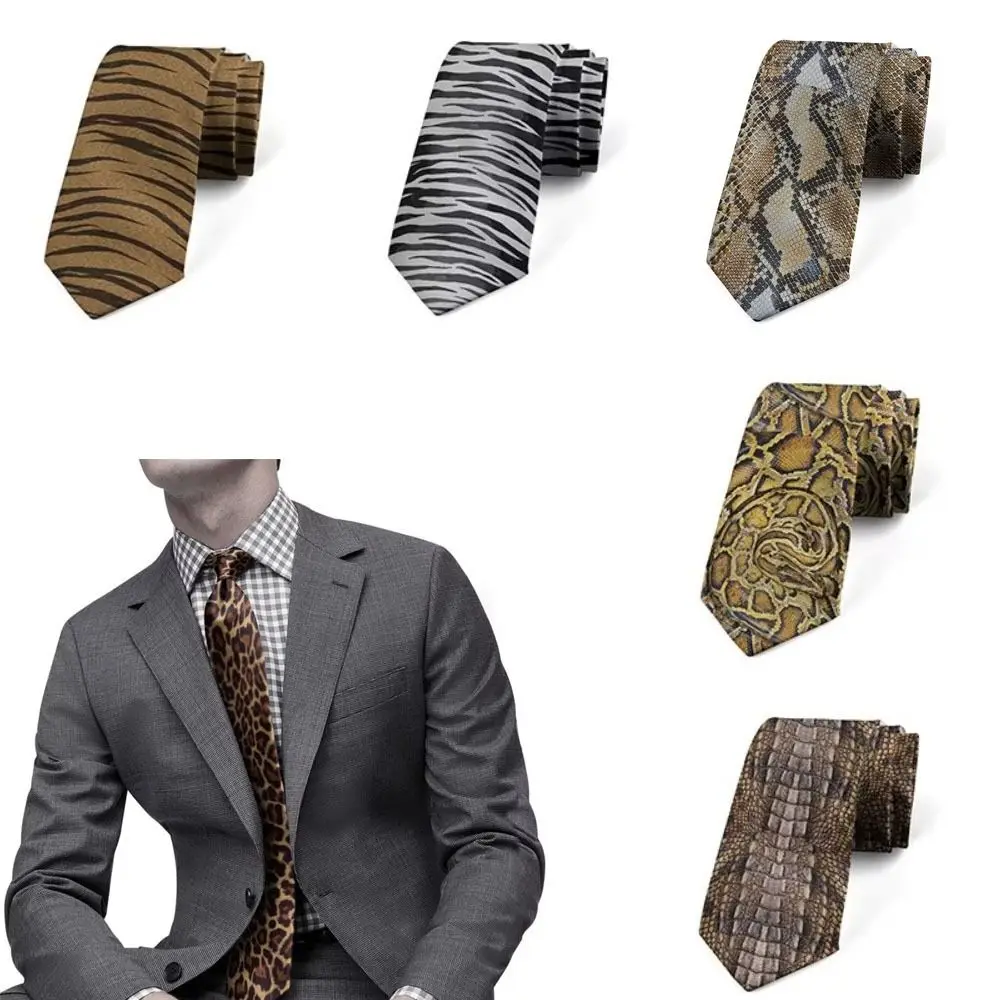 Corbata con estampado de serpiente y leopardo para hombre, corbata creativa informal de 8cm, accesorios únicos, regalos de negocios para fiesta de boda - imagen 4