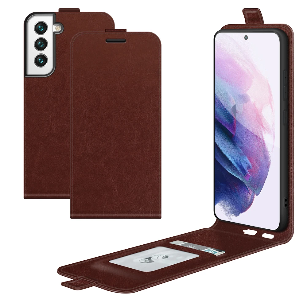 Para Samsung S22 Funda de cuero con tapa Ultra Vertical para Samsung S21 S22 Plus S20 FE S10 S9 S8 Plus soporte tipo billetera bolsa para teléfono arriba y abajo - imagen 2