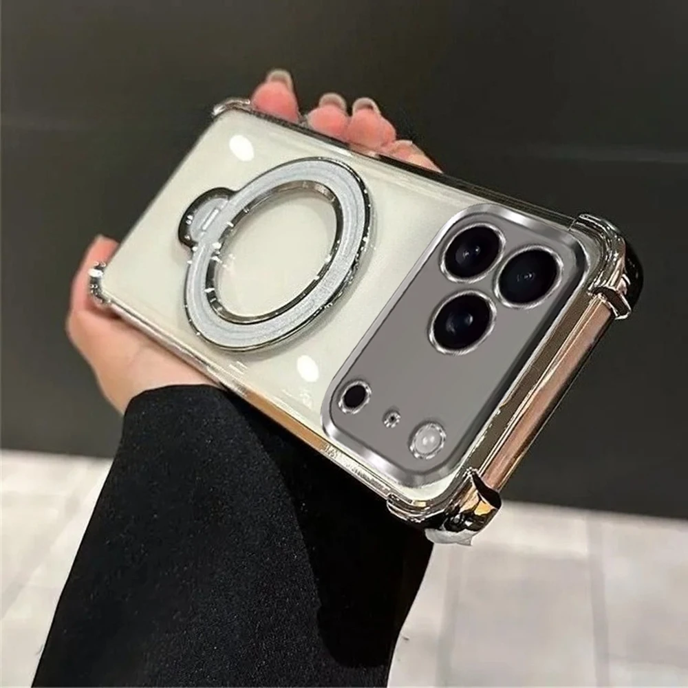 Funda de teléfono transparente para iPhone 17 16 15 14 13 12 11 Pro Max Plus 17 Air 16E soporte Simple funda trasera de silicona suave a prueba de golpes