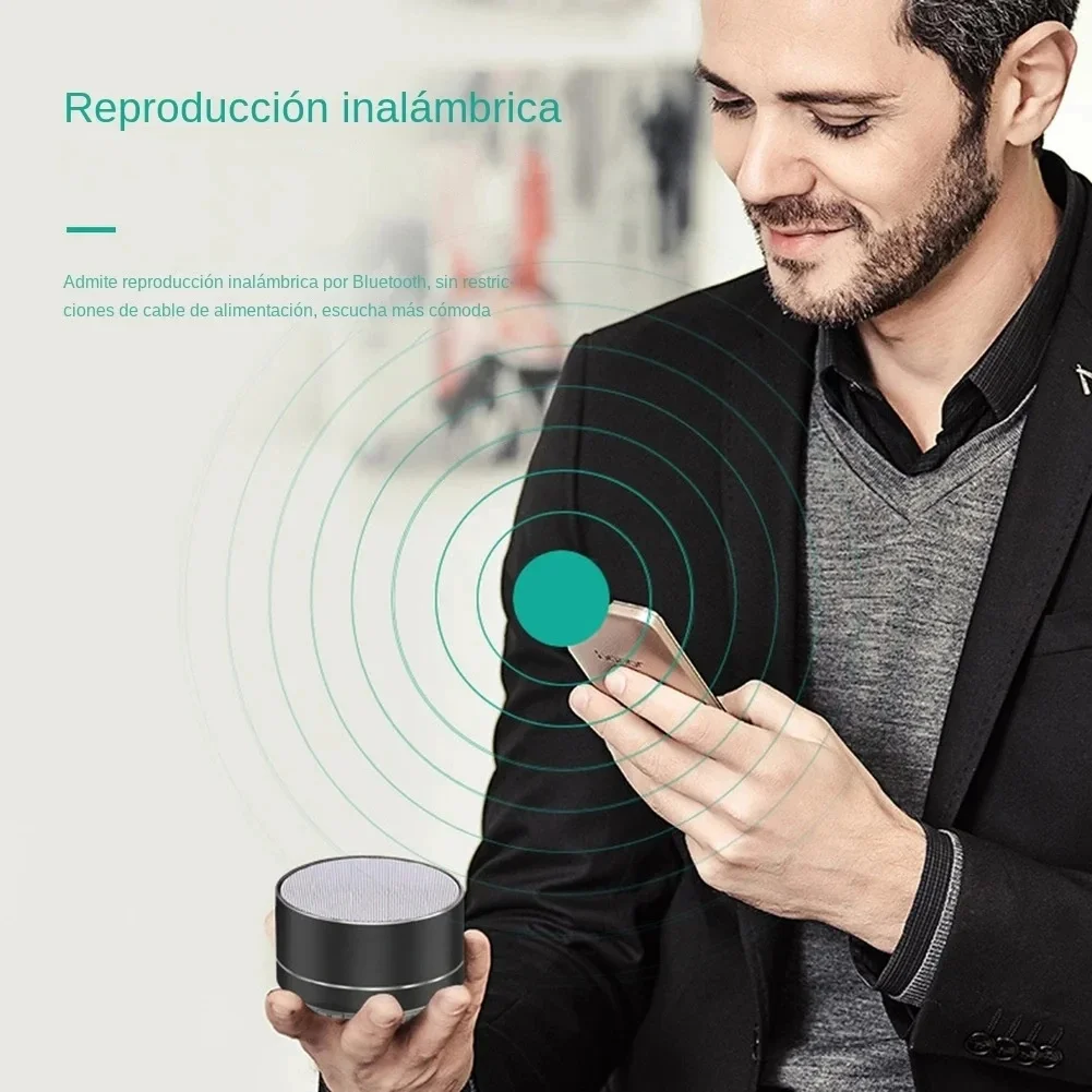 A10 Subwoofer inalámbrico compatible con Bluetooth Mini altavoz portátil para exteriores Radio caja de sonido de música altavoz colorido de aleación de aluminio - imagen 5