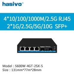 Conmutador 2.5Gbps con 4 Puertos RJ45 y 2 SFP+ 10Gbps