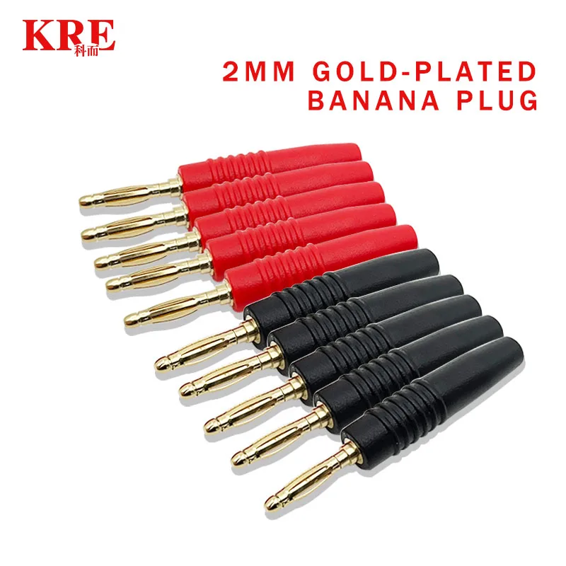 Conector Banana para altavoz de Audio, conector macho de 2mm, color rojo y negro, 20 piezas