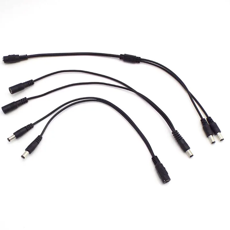 Cable adaptador de corriente CC de 2 vías, 5,5mm x 2,1mm, 1 macho a 2 hembra, 2 conectores divisores macho, extensión de enchufe para tira de luz LED CCTV K5 - imagen 2