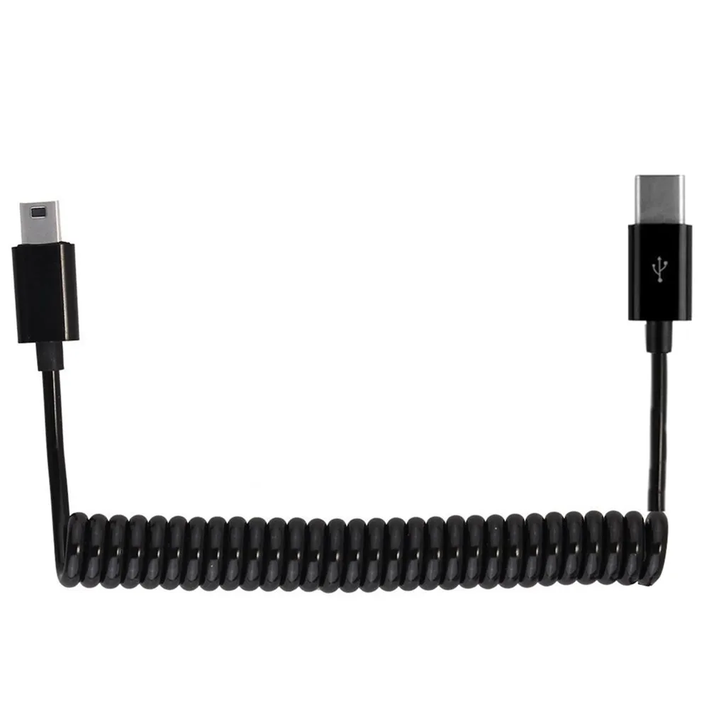 Cable espiral USB 3,1 tipo C macho a USB 2,0 Micro 5 pines y Mini USB, Cable de rizo de resorte elástico de 1m 3m - imagen 4
